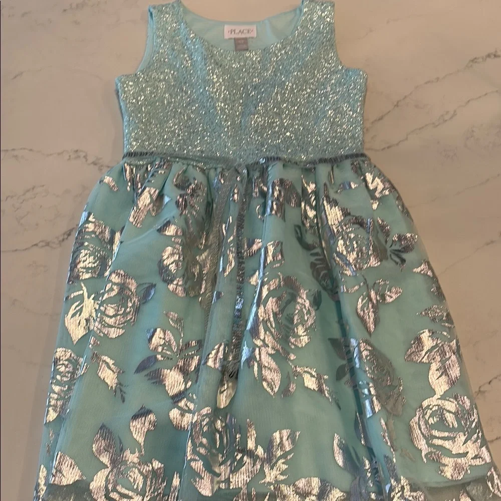 Place Blue and White Sleeveless Fit and Flare Dress for Weddings